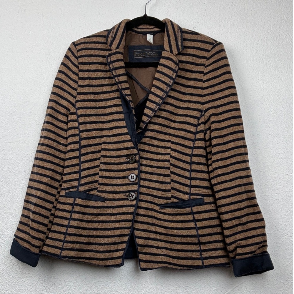Rare German Boutique Brand Bianca Brown Striped Blazer - M - Tailored Academia